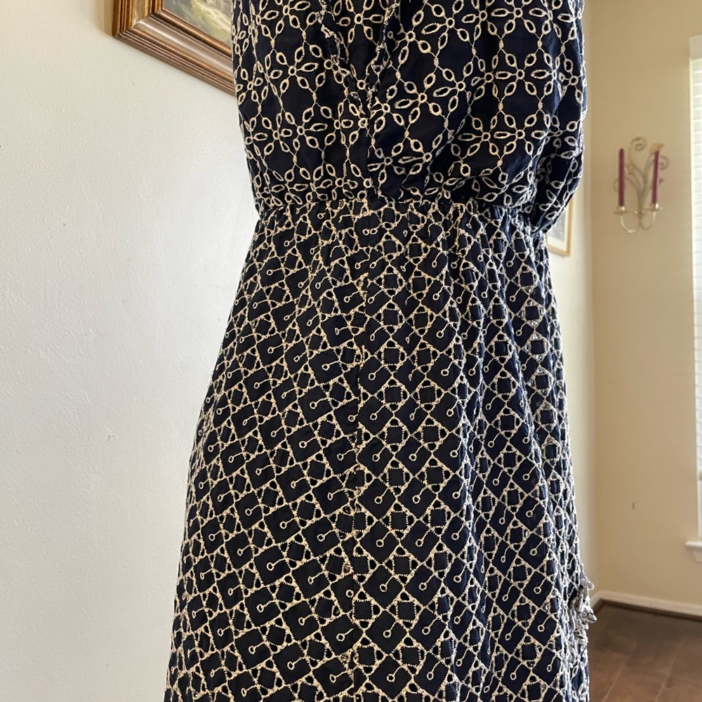 Express Elegant Navy And White Patterned Dress Si… - image 7